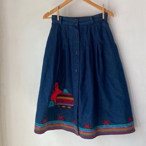 Handmade S Button Front Denim Skirt
